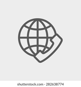 Global internet shopping icon thin line for web and mobile, modern minimalistic flat design. Vector dark grey icon on light grey background.