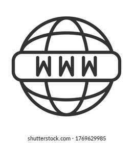 icono de símbolo de Internet global sobre fondo blanco, estilo de línea, ilustración vectorial