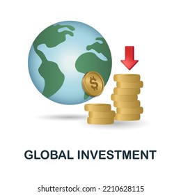 Global Investment Icon. 3d Illustration From Finance Management Collection. Creative Global Investment 3d Icon For Web Design, Templates, Infographics And More