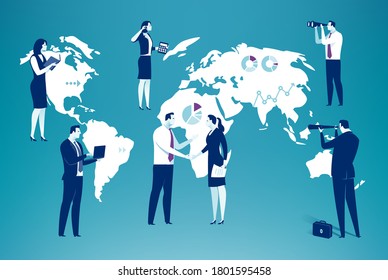 Global Investment Opportunity. Illustration of a business team searching for investment opportunity. Business illustration