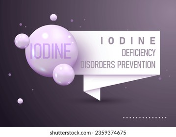 Día Mundial de Prevención de Trastornos de la Deficiencia de Yodo. Señal de papel. Ilustración vectorial médica. Atención de la salud. Yodo