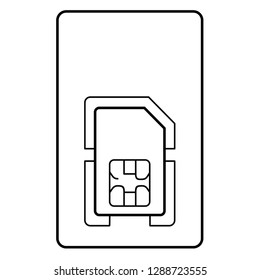 Global IoT SIM Card. Vector outline icon isolated on white background.
