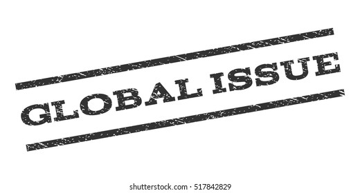 Global Issue watermark stamp. Text tag between parallel lines with grunge design style. Rubber seal stamp with dust texture. Vector gray color ink imprint on a white background.