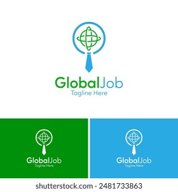 Global Job Logo Design Template. International Career Fair Logo Template Design. Entrepreneur vector illustration. Global Business Vector Logo Template. Suitable For Job.