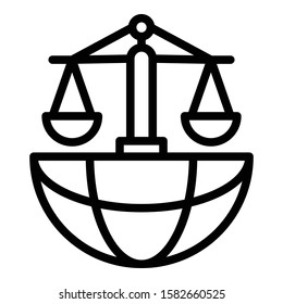 Global justice icon. Outline global justice vector icon for web design isolated on white background