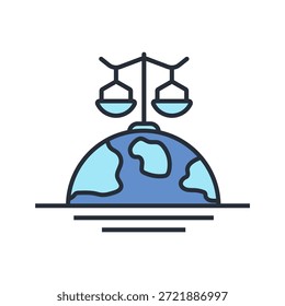 global justice icon. vector.Editable stroke.linear style sign for use web design,logo.Symbol illustration.