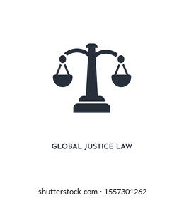 global justice law icon. simple element illustration. isolated trendy filled global justice law icon on white background. can be used for web, mobile, ui.
