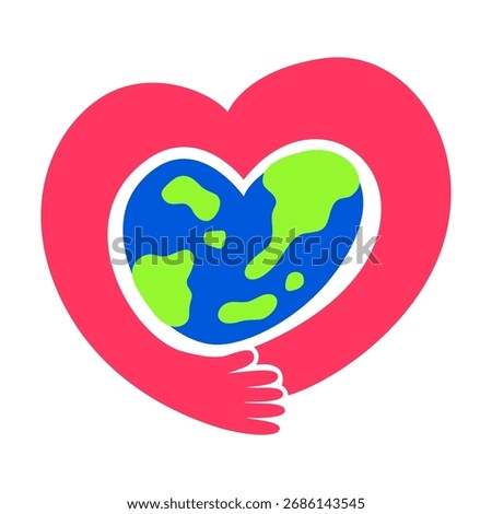 Global Kindness Heart Hugging Earth Heart Illustration