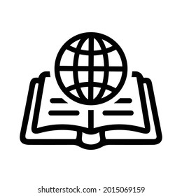 Global, knowledge icon. Black vector graphics.