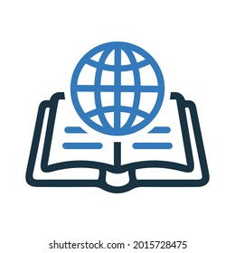 Global, knowledge icon. Blue color design.