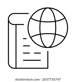 Global Knowledge Line Icon. E-learning, Education, Teaching, Online Study Icons Editable Stroke Vector Illustration