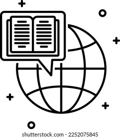 Global knowledge vector icon on transparent background. Outline Global knowledge vector icon