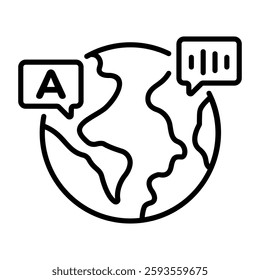 Global language icon in an outline style 