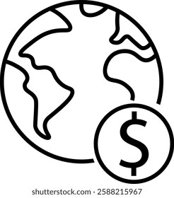 Global law, translate language, Outsource business. World business line icon
