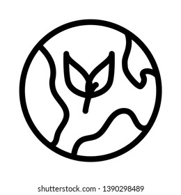 global leaf vector thin line icon