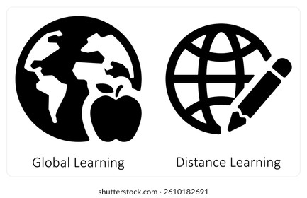 Global Learning and Distance Learning icon concept
