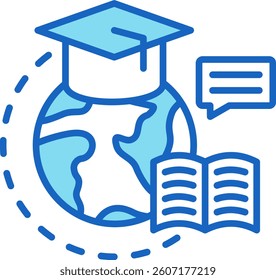 Global Learning Icon Blue Vector Illustration