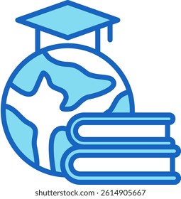 Global Learning Icon Blue Vector Illustration