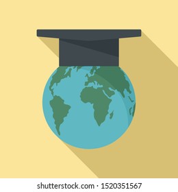 Global learning icon. Flat illustration of global learning vector icon for web design