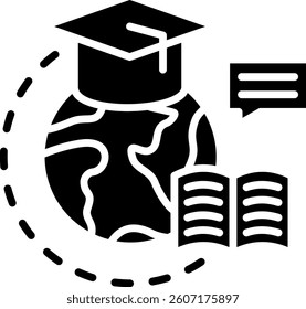 Global Learning Icon Glyph Vector Illustration