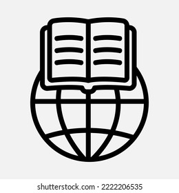 Icono de aprendizaje global en estilo de línea, uso para presentación de aplicaciones móviles en sitios web