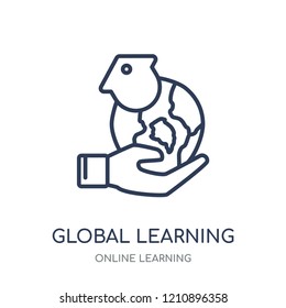 Global learning icon. Global learning linear symbol design from Online learning collection.