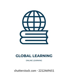 Global learning icon. Linear vector illustration from online learning collection. Outline global learning icon vector. Thin line symbol for use on web and mobile apps, logo, print media.