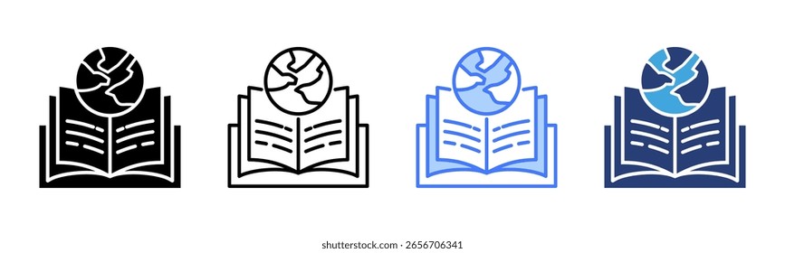 Coleção de vários estilos da folha de ícone do Aprendizado Global