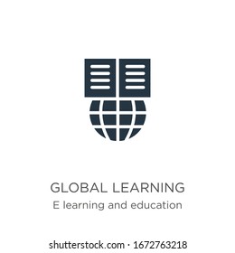 Global learning icon vector. Trendy flat global learning icon from e learning collection isolated on white background. Vector illustration can be used for web and mobile graphic design, logo, eps10