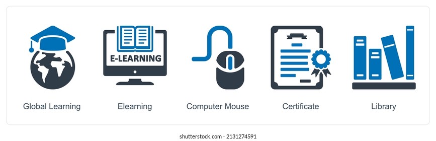 Global Learning And Library Icon Concept