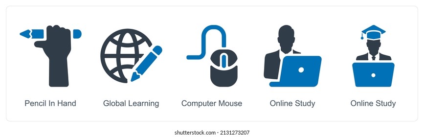 Concepto De Icono De Estudio En Línea Y Aprendizaje Global