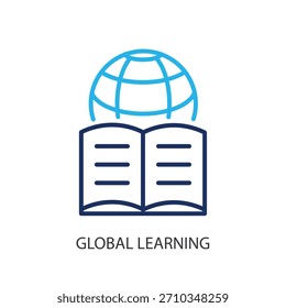 Iconos de línea delgada de aprendizaje global. Ilustración vectorial original.