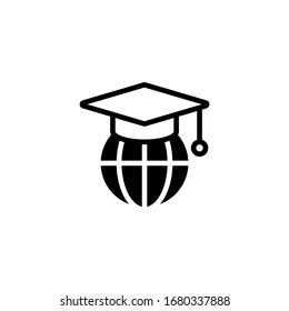 Global learning vector icon in black solid flat design icon isolated on white background