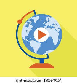 Global learning webinar icon. Flat illustration of global learning webinar vector icon for web design