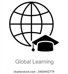 Global Learning and world icon concept