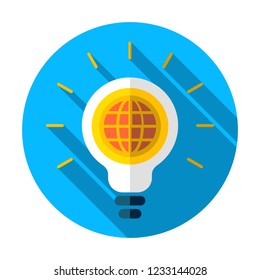 GLOBAL Light bulb icon, vector illustration. Global idea icon. Earth icon. Light bulb icon. Lamp illustration