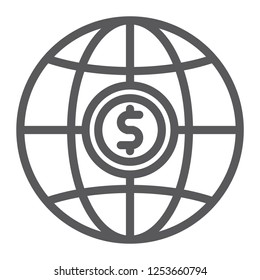 Global line icon, planet and world, globe sign, vector graphics, a linear pattern on a white background, eps 10.