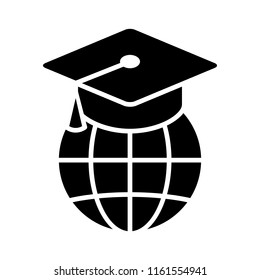 Global literacy or international education graduation flat vector icon for educational apps and websites