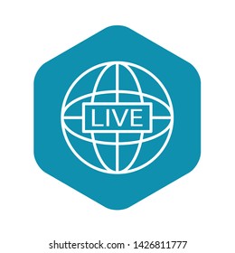 Global live video blog icon. Outline global live video blog vector icon for web design isolated on white background