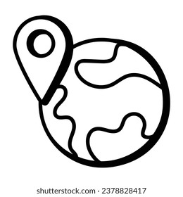 Globale Position im Doodle-Symbol, Globus mit Pin-Zeiger 
