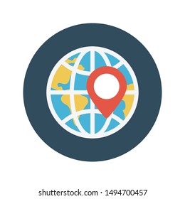 global location glyph flat vector icon