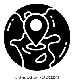 Global Location glyph icon, map and location icon.