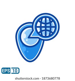 global location icon in filled line style isolated on white background. EPS 10