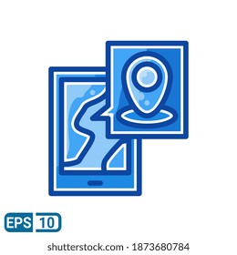 global location icon in filled line style isolated on white background. EPS 10