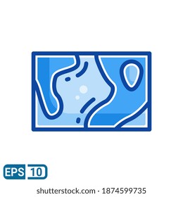 global location icon in filled line style isolated on white background. EPS 10