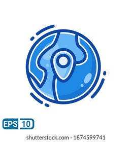 global location icon in filled line style isolated on white background. EPS 10