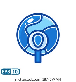 icono de ubicación global en el estilo de línea rellena aislado en fondo blanco. EPS 10