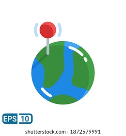 global location icon in flat style isolated on white background. Editable color. EPS 10