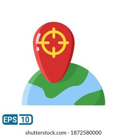 icono de ubicación global en estilo plano aislado en fondo blanco. EPS 10