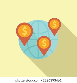Global location icon flat vector. Digital business. Data study